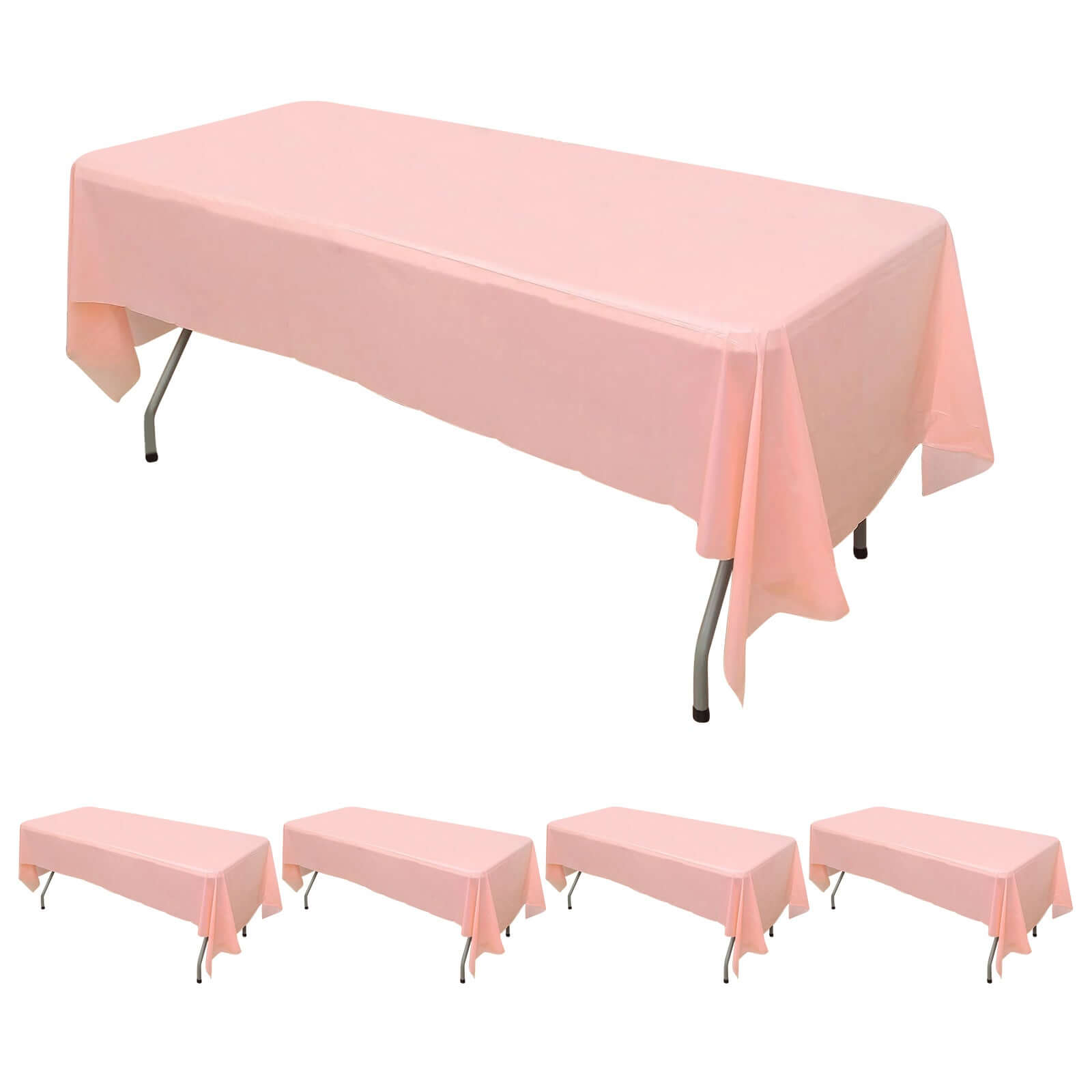 5-Pack Plastic Table Covers Blush Rectangle - Reliable PVC Disposable Covers for Gatherings 54"x108"