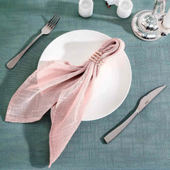 5 Pack Faux Linen 20"x20" Napkins Blush - Slubby Textured & Wrinkle Resistant Cloth Napkins