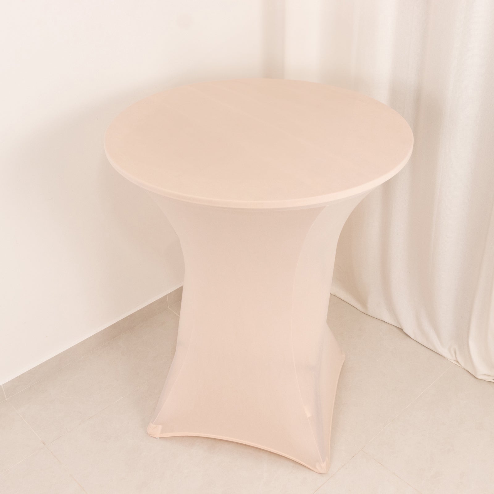 Spandex 36" Round Cocktail Table Cover Blush - Easy to Maintain Stretch Fitted Highboy Tablecloth