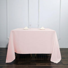 Polyester Square 90"x90" Tablecloth Blush - Wrinkle-Resistant & Durable Table Cover