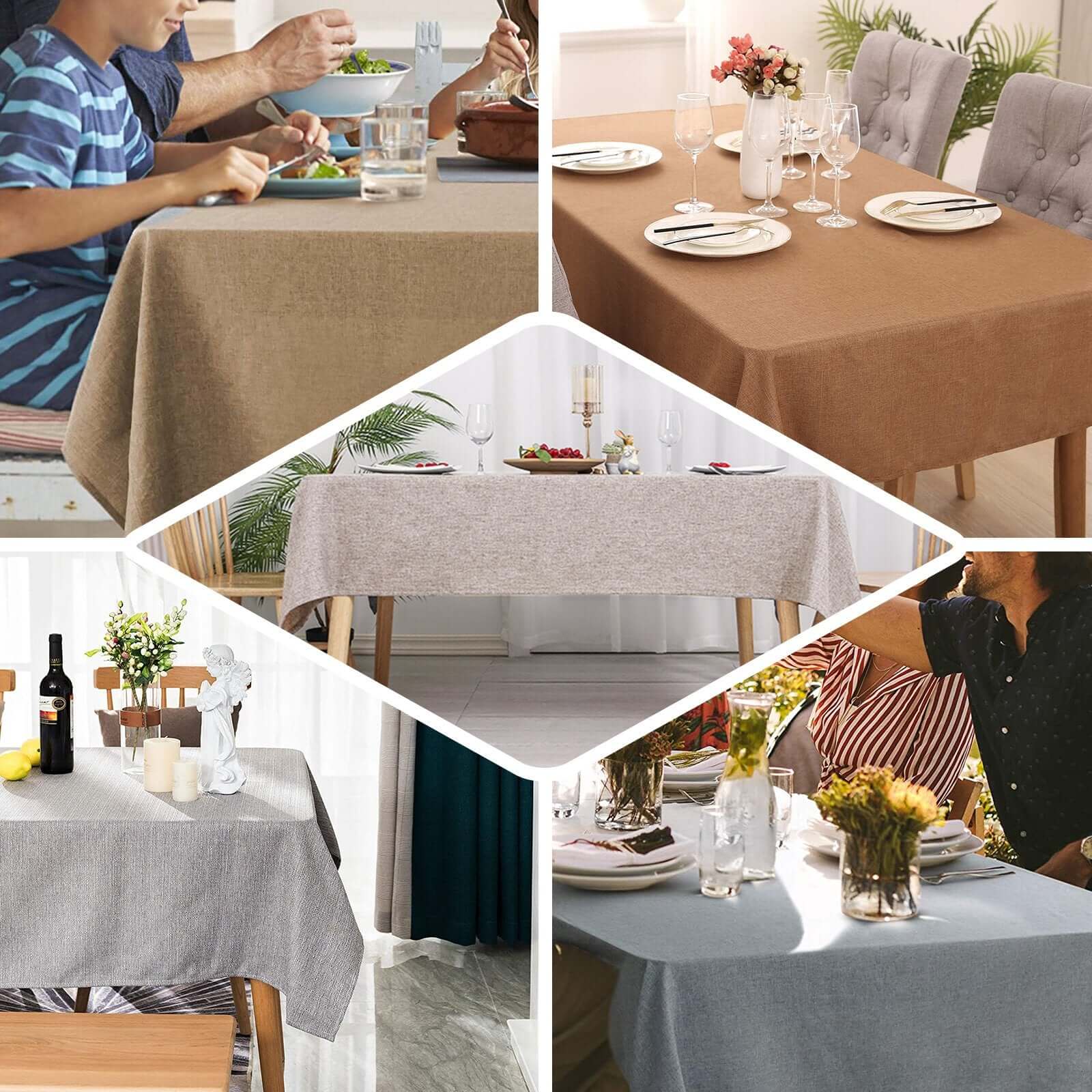 Faux Linen 60"x102" Rectangular Tablecloth Blush - Slubby Textured & Wrinkle Resistant Table Cover