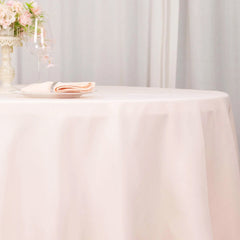 Premium Polyester 132" Round Tablecloth Blush - Seamless 220GSM Wrinkle-Resistant Table Cover