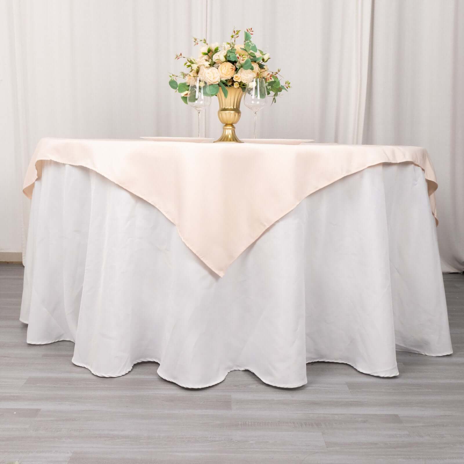 Premium Polyester 54"x54" Table Overlay Square Tablecloth Blush - Stain and Wrinkle-Resistant 220GSM Table Topper