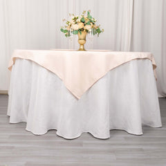 Premium Polyester 54"x54" Table Overlay Square Tablecloth Blush - Stain and Wrinkle-Resistant 220GSM Table Topper