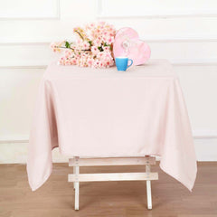 Polyester 54"x54" Table Overlay Square Tablecloth Blush - Wrinkle-Resistant & Durable Table Cover