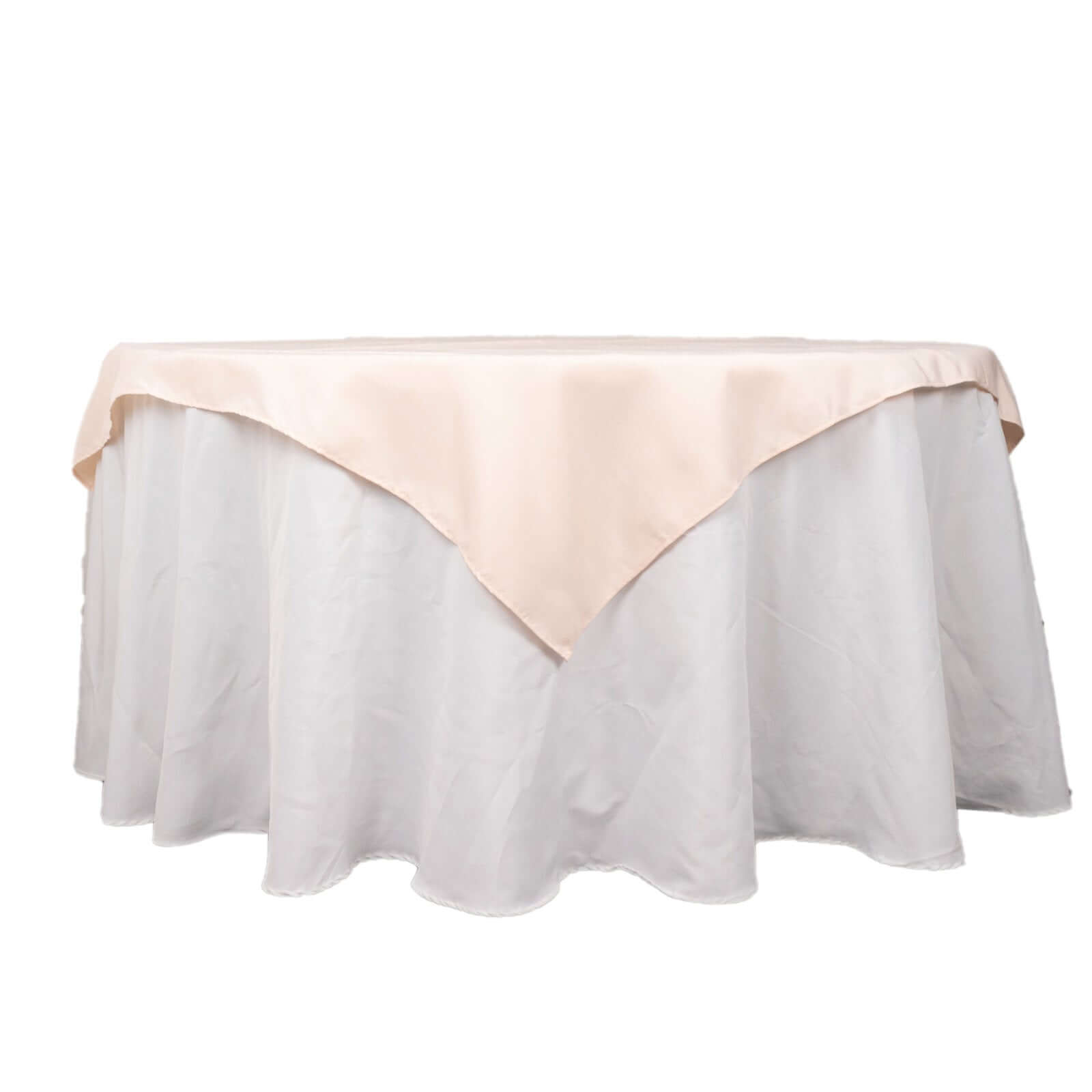 Premium Polyester 54"x54" Table Overlay Square Tablecloth Blush - Stain and Wrinkle-Resistant 220GSM Table Topper