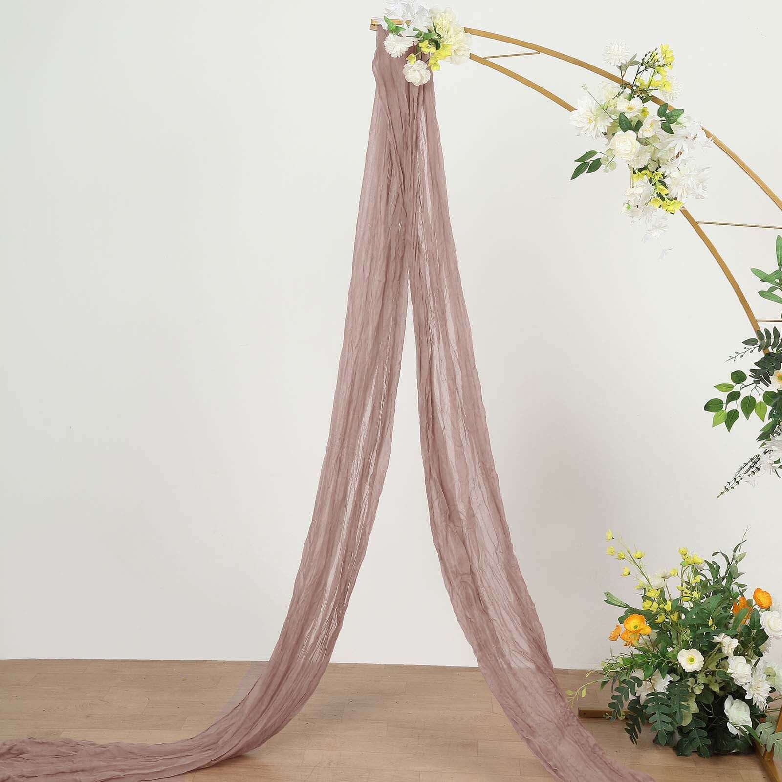 20ft Dusty Rose Gauze Cheesecloth Fabric Wedding Arch Drapery, Window Scarf Valance, Boho Decor Arbor Curtain Panel