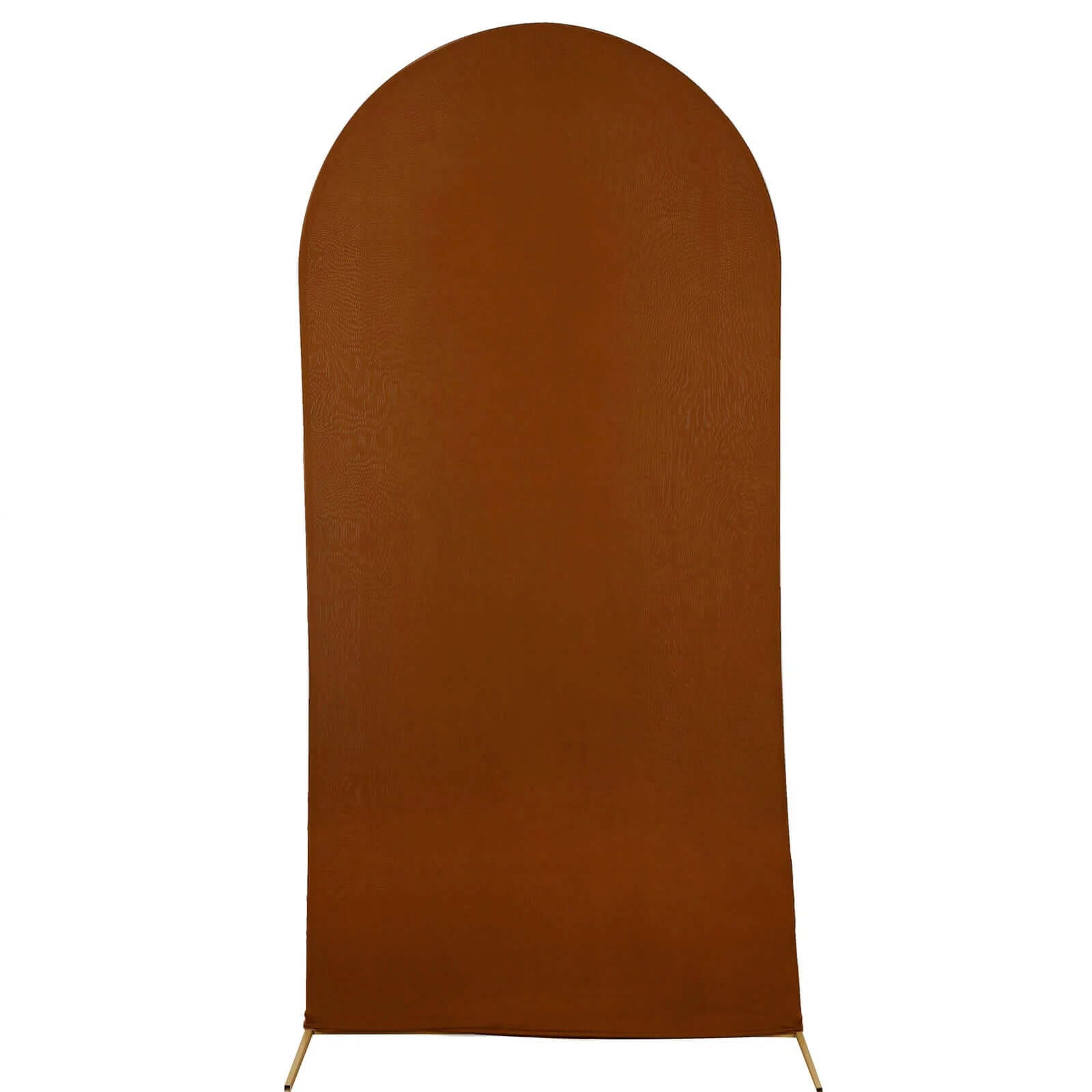 7ft Cinnamon Brown Spandex Fitted Chiara Backdrop Stand Cover For Round Top Wedding Arch