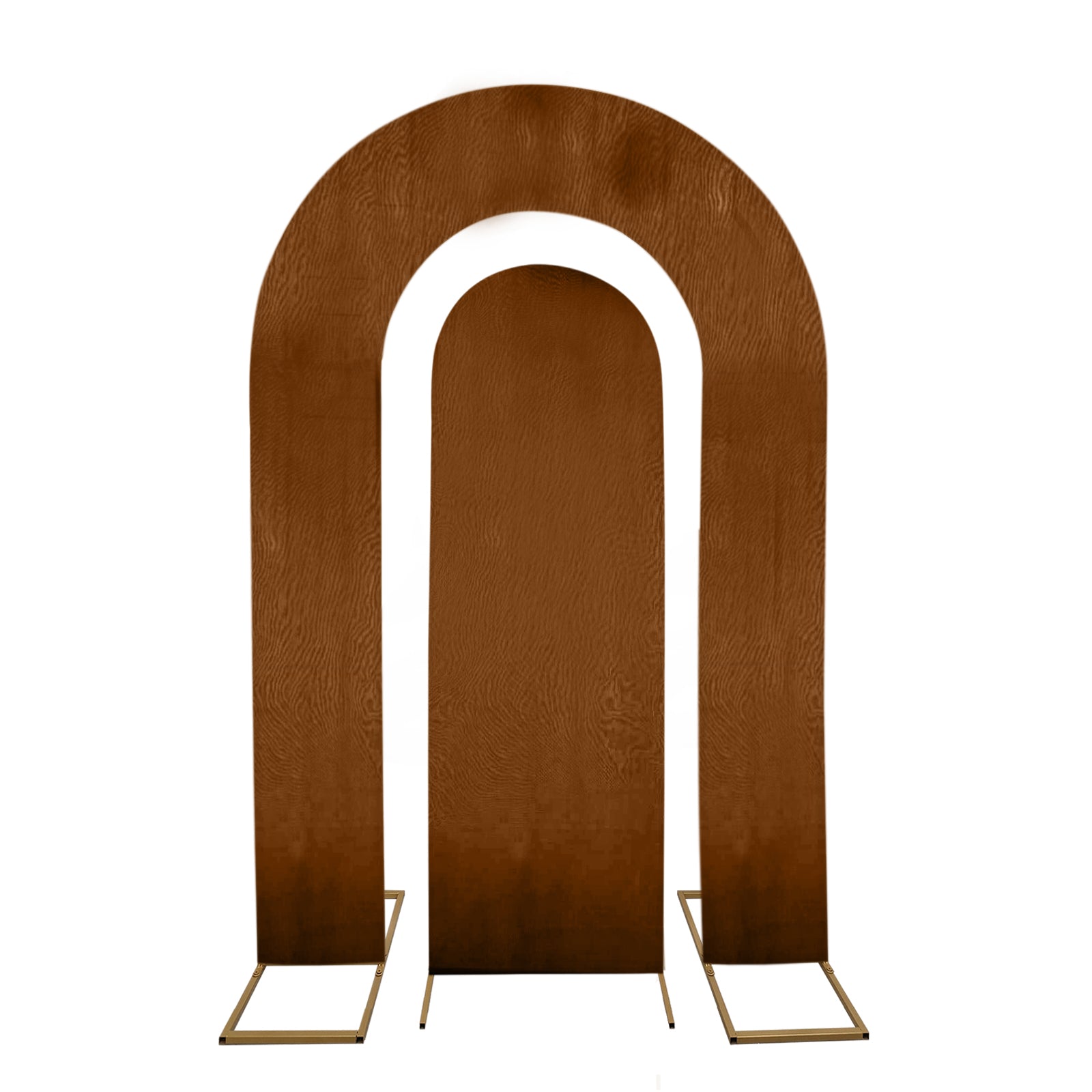 Set of 2 Brown Spandex Fitted Wedding Arch Covers for Round Top and Double Arch Chiara Backdrop Stands - 6ft,8ft