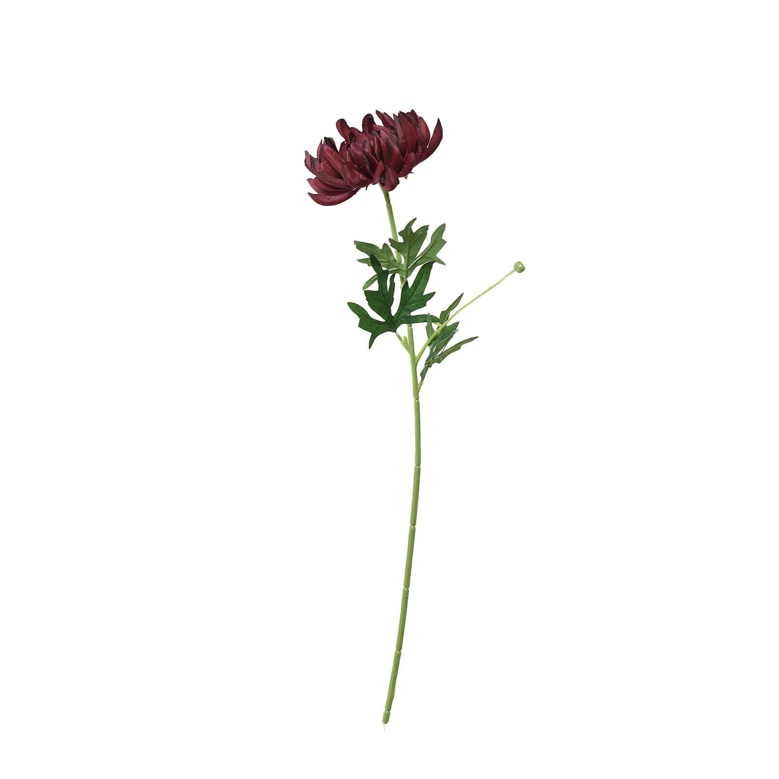 3 Stems Burgundy 27" Artificial Silk Chrysanthemum Bouquet Flowers, Large Faux Mum Branches