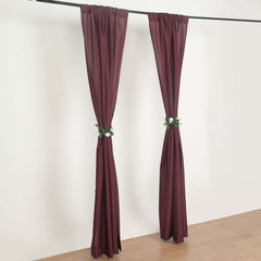 2 Pack Burgundy Polyester Event Curtain Drapes, 10ftx8ft Backdrop Event Panels With Rod Pockets 130 GSM