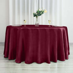 Satin 120" Round Tablecloth Burgundy - Stylish Seamless Table Cover