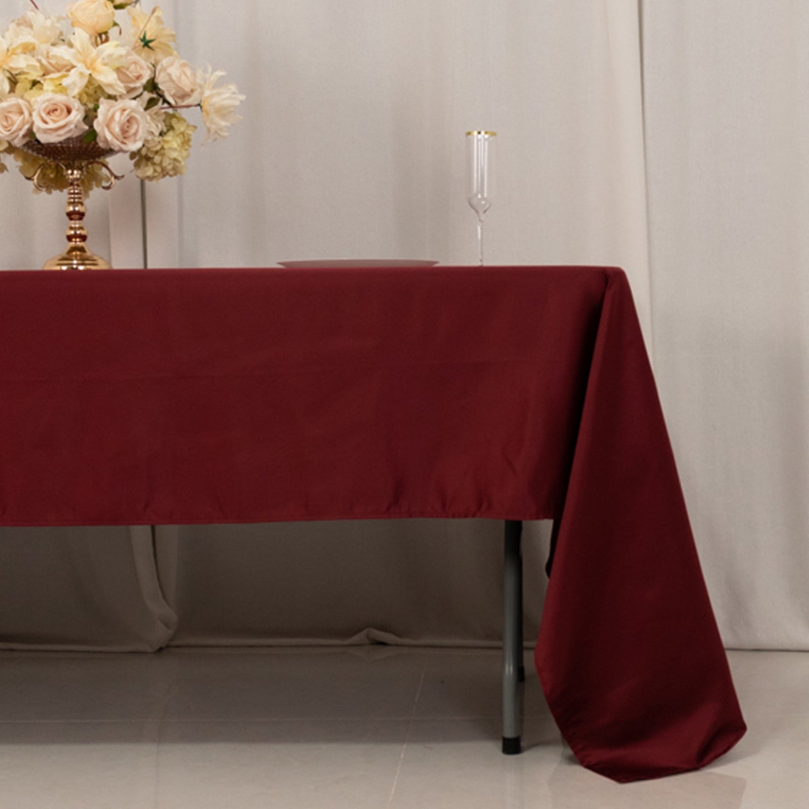 Lamour Satin 60"x126" Rectangle Tablecloth Burgundy - Soft & Silk-Like Table Cover