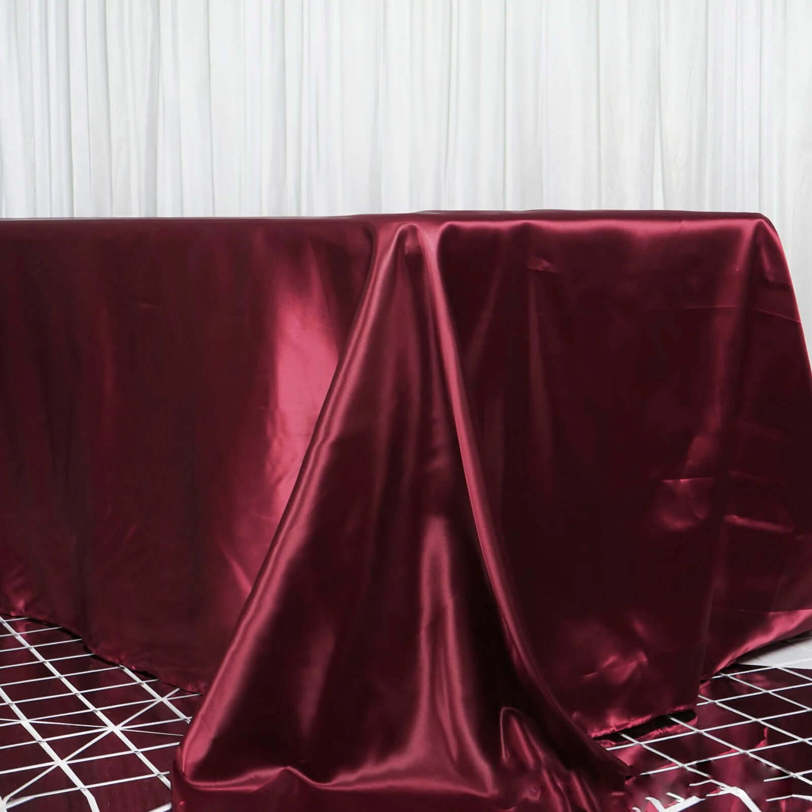 Satin Rectangular 90"x156" Tablecloth Burgundy - Seamless Table Cover