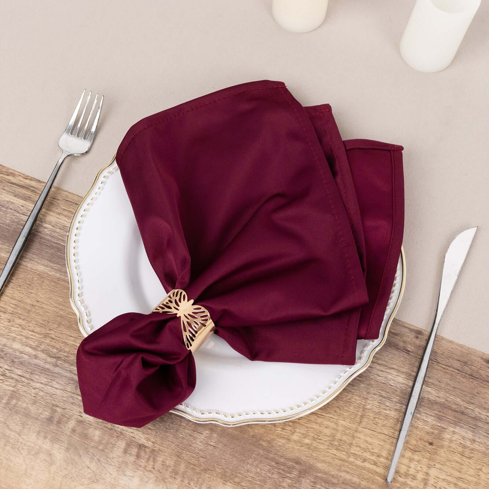 5 Pack Scuba 20"x20" Napkins Burgundy - Durable & Reusable Dinner Napkins