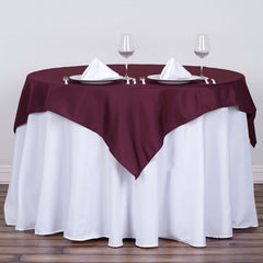Polyester 54"x54" Table Overlay Square Tablecloth Burgundy - Wrinkle-Resistant & Durable Table Cover