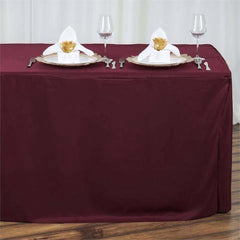 Fitted Polyester 72"x30" Rectangle Tablecloth Burgundy - Durable Table Cover