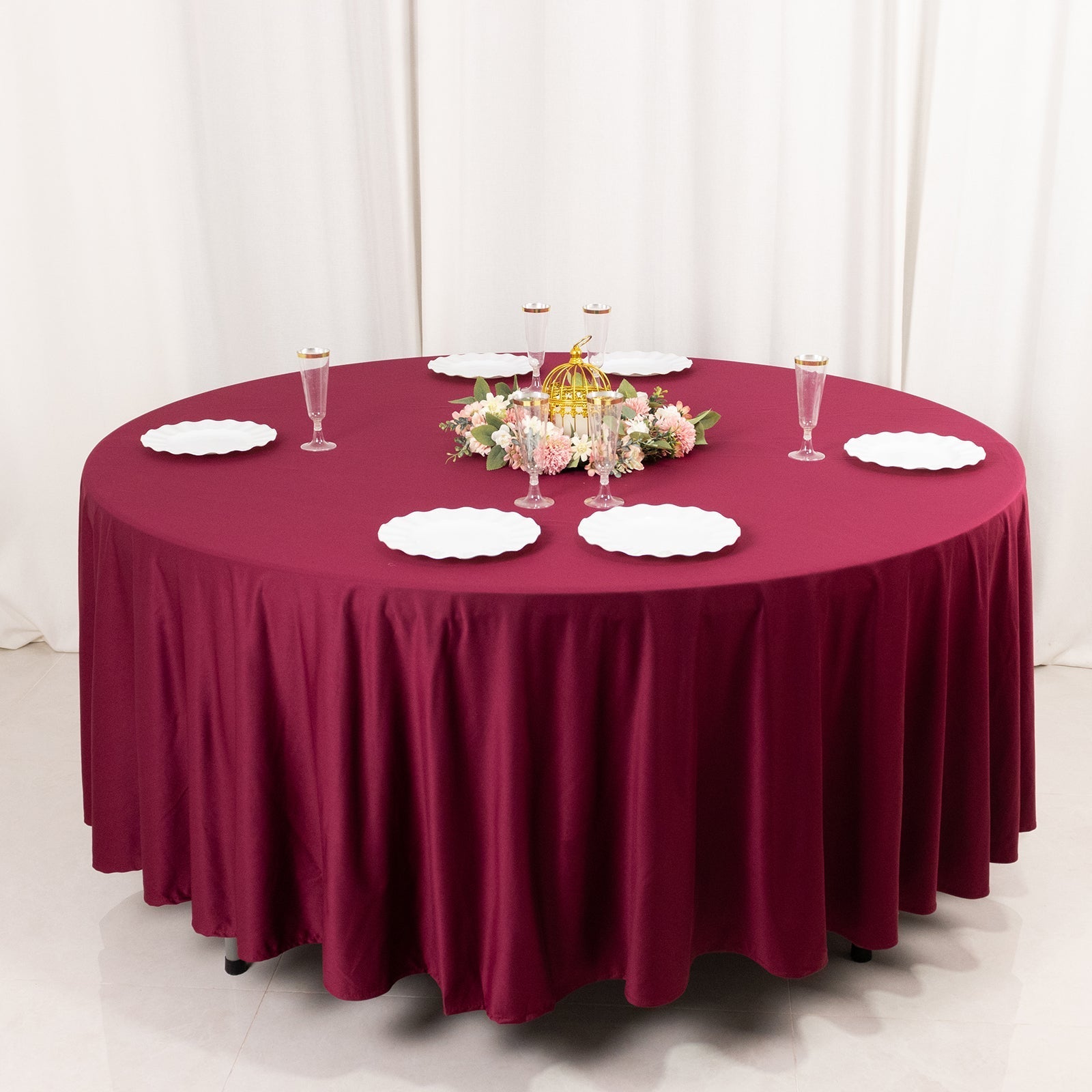 Scuba Round 108" Tablecloth Burgundy - Wrinkle Free & Stain Resistant Table Cover