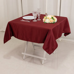 Lamour Satin 54"x54" Table Overlay Square Tablecloth Burgundy - Durable & Silk-Like Table Cover
