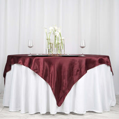 Satin 72"x72" Table Overlay Square Tablecloth Burgundy - Smooth Finish Table Cover