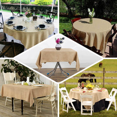 Faux Burlap 90"x90" Table Overlay Square Tablecloth Natural - Boho Chic Design for Stylish Celebrations