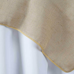Jute Burlap 60"x60" Square Overlay Tablecloth Natural - Rustic Design for Authentic Charm