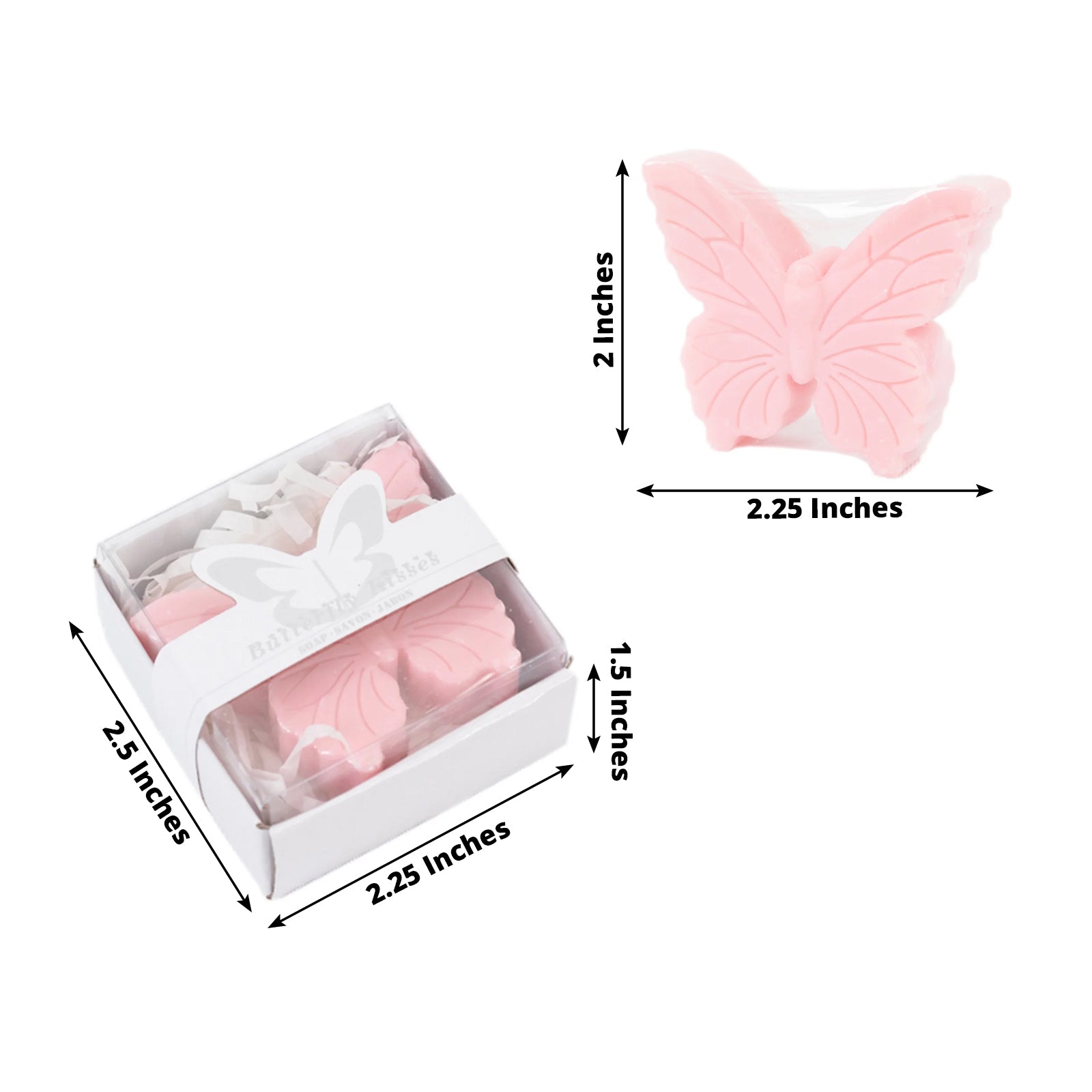 10 Pack Blush Butterfly Unscented Soap Baby Shower Favors with Gift Boxes, Pre-Packed Bridal Shower Wedding Souvenirs - 2"