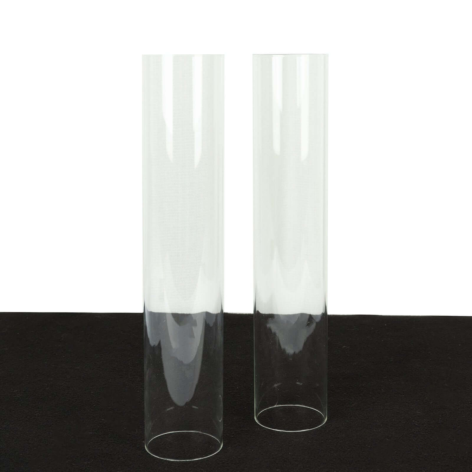 2-Pack Glass Pillar Hurricane Candle Shades - Clear Chimney Tube with 2.25" Wide Open Ends 12"