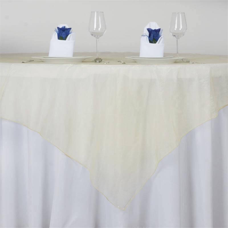 Organza 72"x72" Table Overlay Square Tablecloth Champagne - Sheer Table Cover