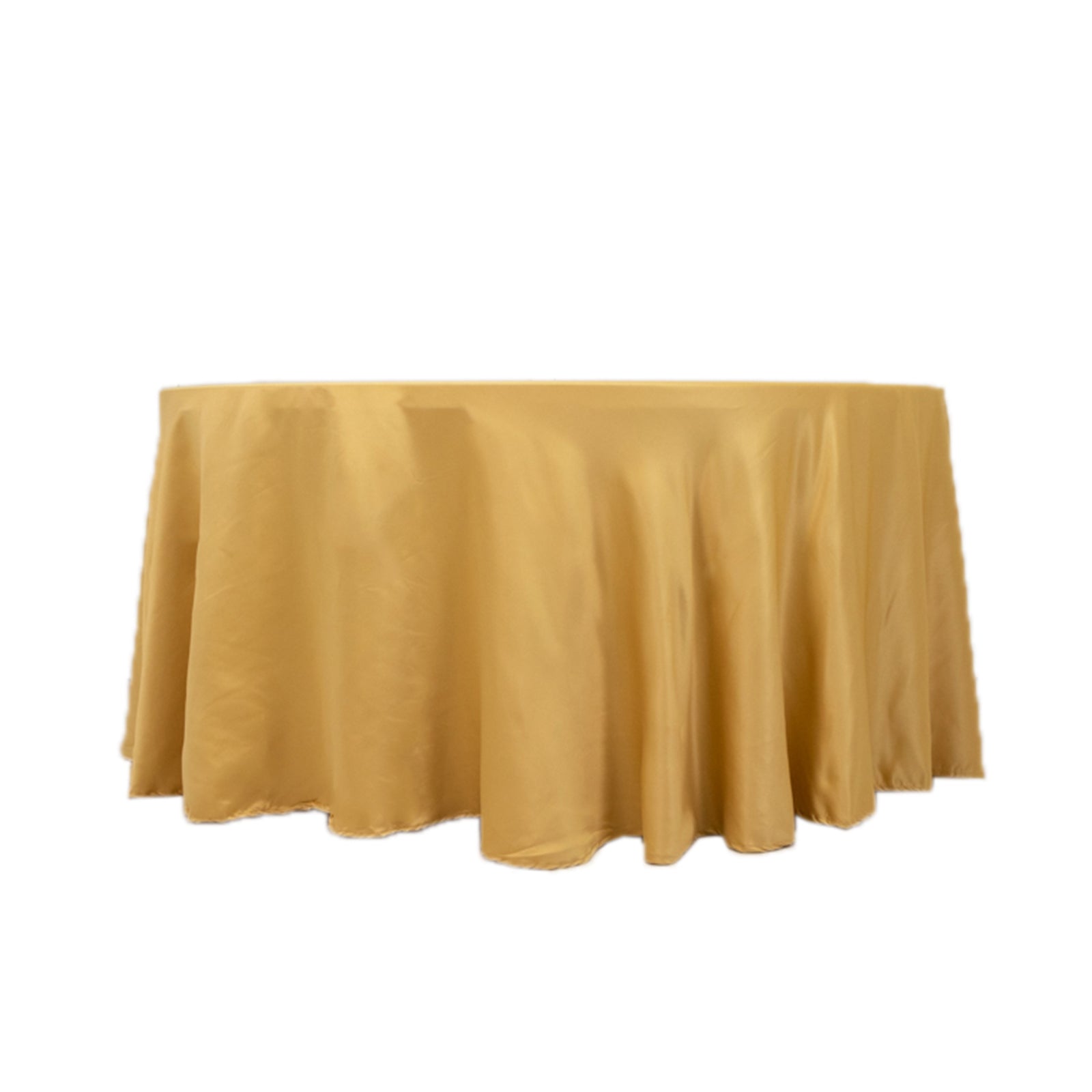 Lamour Satin 120" Round Tablecloth Champagne - Seamless Table Cover with Soft Tempered Sheen