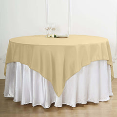 Polyester 70"x70" Table Overlay Square Tablecloth Champagne - Wrinkle-Resistant & Durable Table Cover