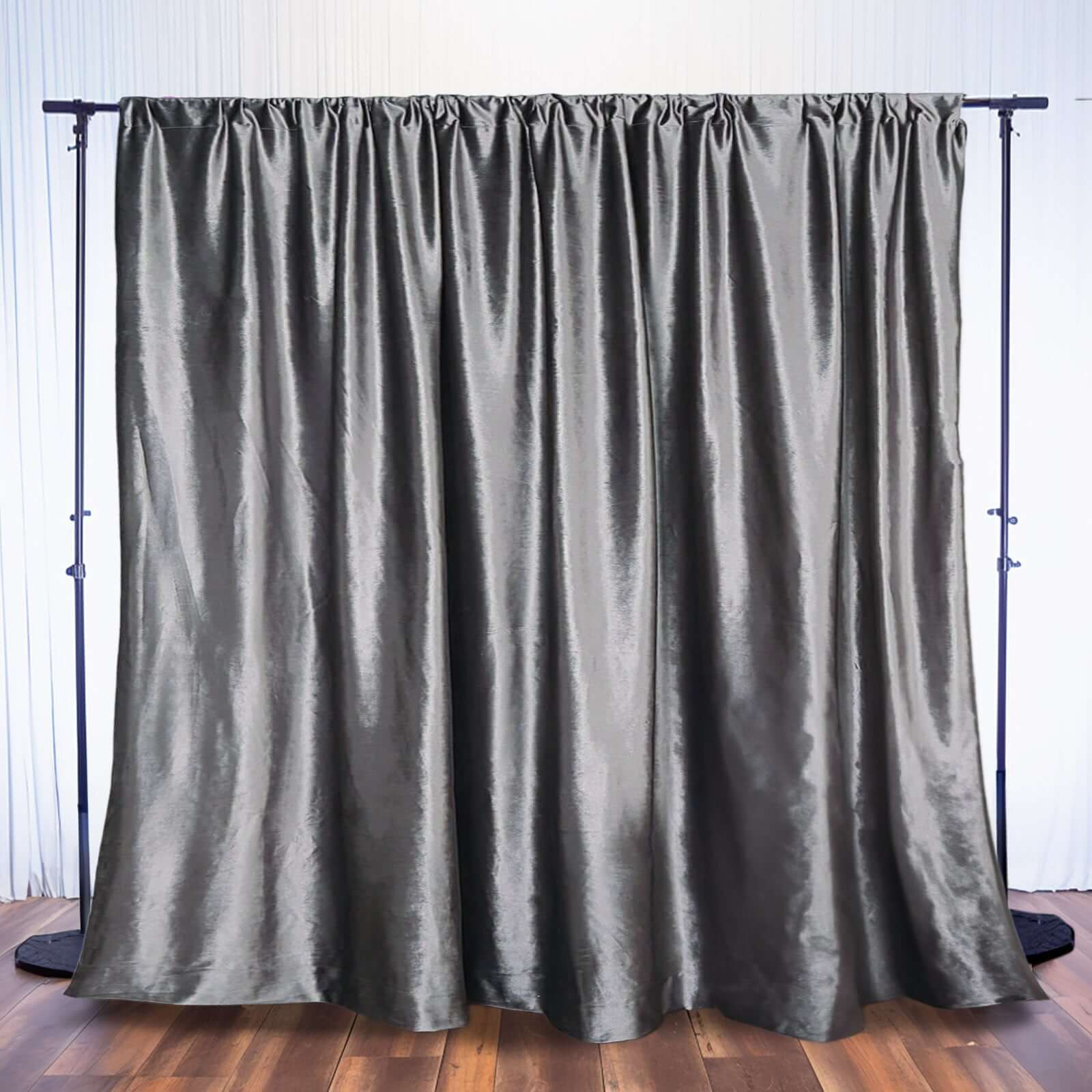 Charcoal Gray Crushed Velvet Backdrop Curtain – 8ft x 8ft Event Drape with Rod Pocket, Privacy Panel for Photo Booths & Events