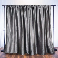 Charcoal Gray Crushed Velvet Backdrop Curtain – 8ft x 8ft Event Drape with Rod Pocket, Privacy Panel for Photo Booths & Events