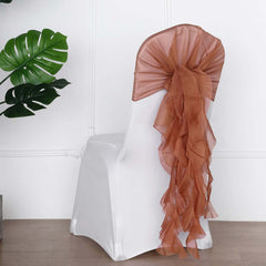 Chiffon Chair Sash with Curly Design Terracotta (Rust) - Stylish Chair Decorations