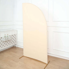 7ft Matte Beige Spandex Half Moon Chiara Backdrop Stand Cover, Custom Fitted Wedding Arch Cover