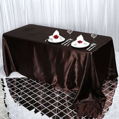 Satin Rectangular 90"x132" Tablecloth Chocolate - Seamless Table Cover
