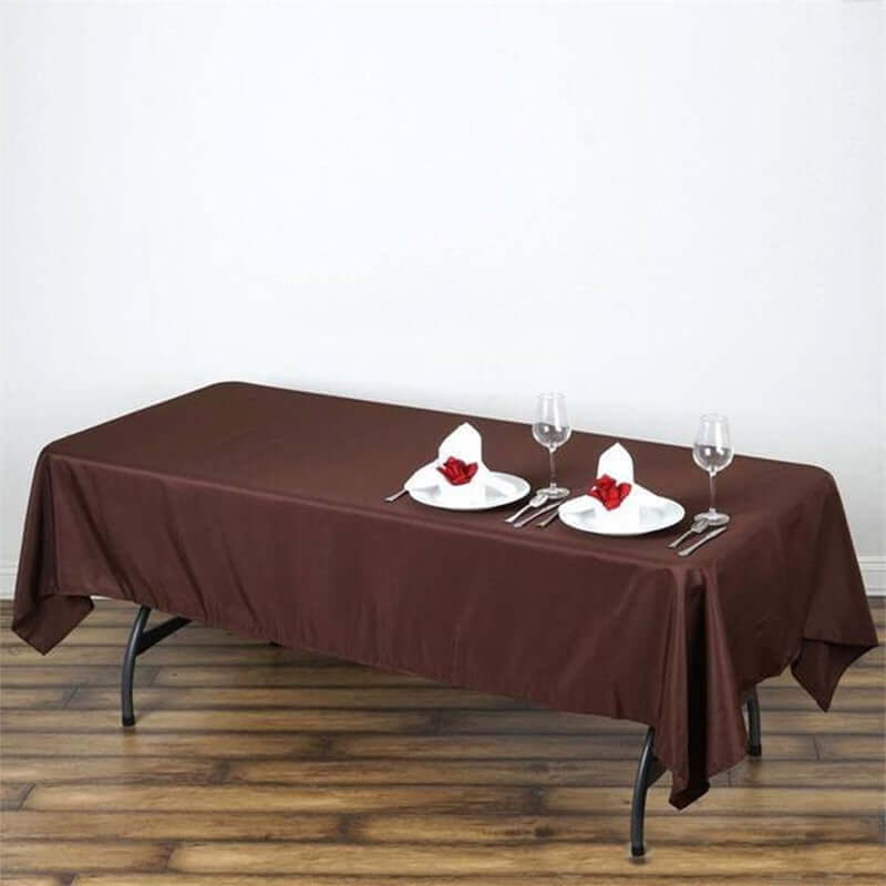 Polyester 60"x102" Rectangle Tablecloth Chocolate - Durable and Stylish Table Cover