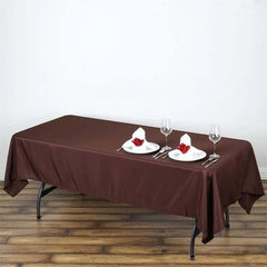 Polyester 60"x102" Rectangle Tablecloth Chocolate - Durable and Stylish Table Cover