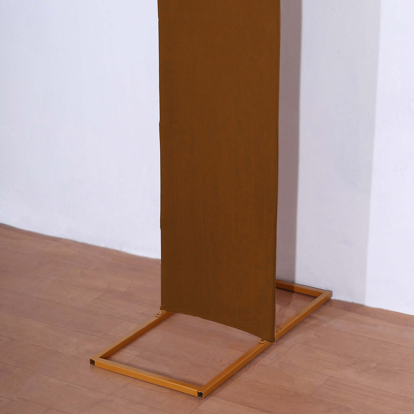 8ft Cinnamon Brown Spandex Fitted Open Arch Wedding Arch Cover, Double-Sided U-Shaped Backdrop Slipcover