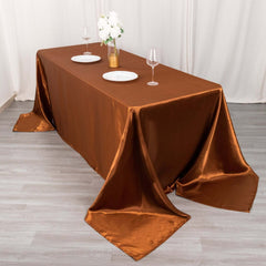 Satin Rectangular 90"x132" Tablecloth Cinnamon Brown - Seamless Table Cover