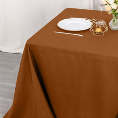 Polyester Square 90"x90" Tablecloth Cinnamon Brown - Wrinkle-Resistant & Durable Table Cover