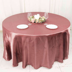 Satin 120" Round Tablecloth Cinnamon Rose - Stylish Seamless Table Cover