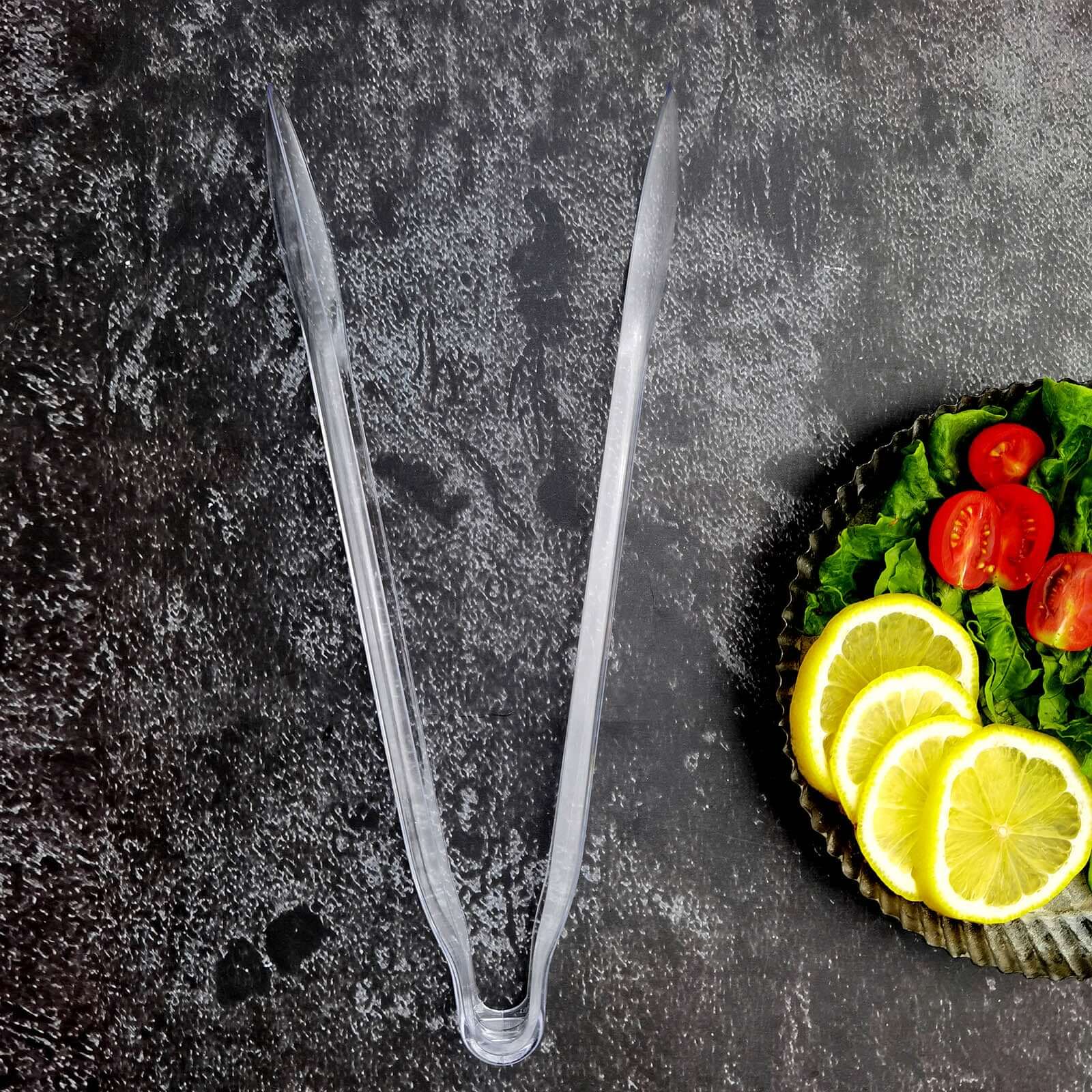 3-Pack Plastic Serving Tongs Clear - Durable Disposable Food Service Tongs for Salad Bars Dessert Tables Buffets 12"