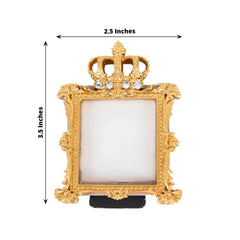 4-Pack Picture Frames Gold Resin Royal Crown Design Square - Baroque Wedding Place Card Holders & Party Favors 3.5"