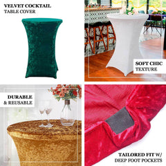 Crushed Velvet Spandex 30" Round Cocktail Table Cover Red Smooth Highboy Tablecloth