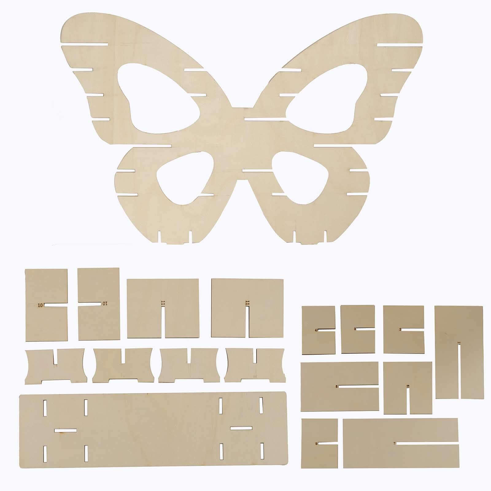 7-Tier Wooden Dessert Display Stand Butterfly Shaped Design Natural - Double Sided Cupcake Holder Shelf Rack 25"