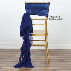 Chiffon Chair Sash with Curly Design Navy Blue - Stylish Chair Decorations