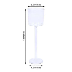 4-Pack Plastic Flower Vases Cylinder Wine Cup Design Clear - Fillable Long Stem Floral Centerpieces 18"