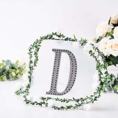 Decorative Rhinestone Alphabet "D" Letter Stickers, Glitter Adhesive Craft Letters Black DIY Sparkle Embellishments 8"