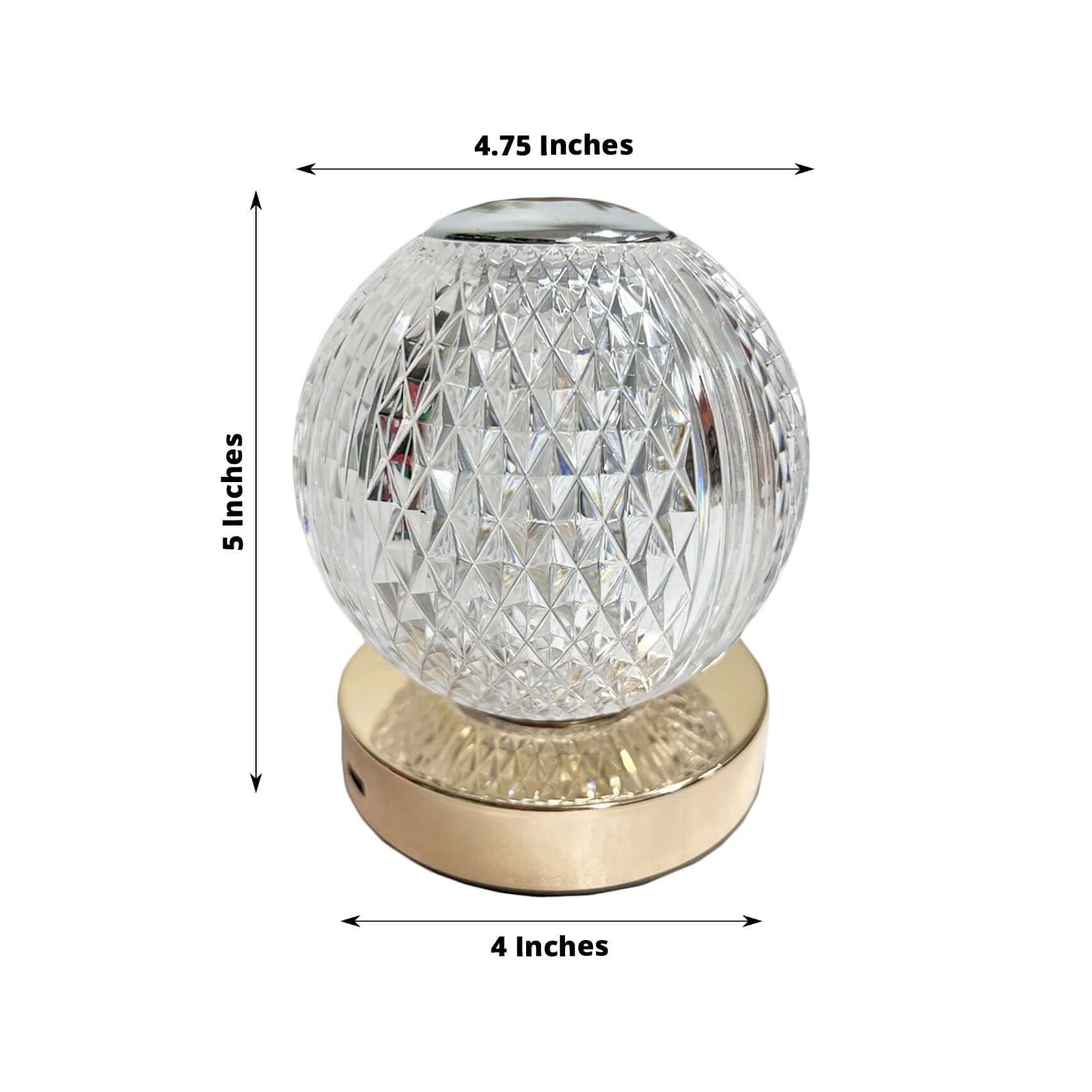 Acrylic LED Table Lamp Diamond Cut Ball Design Rechargeable - Dimmable Touch Control Decorative Night Light 5"